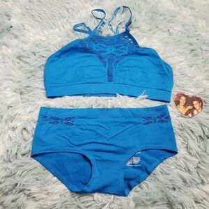 Victoria's Secret Seamless Cutout Bralette And Hiphugger Blue Size XSmall